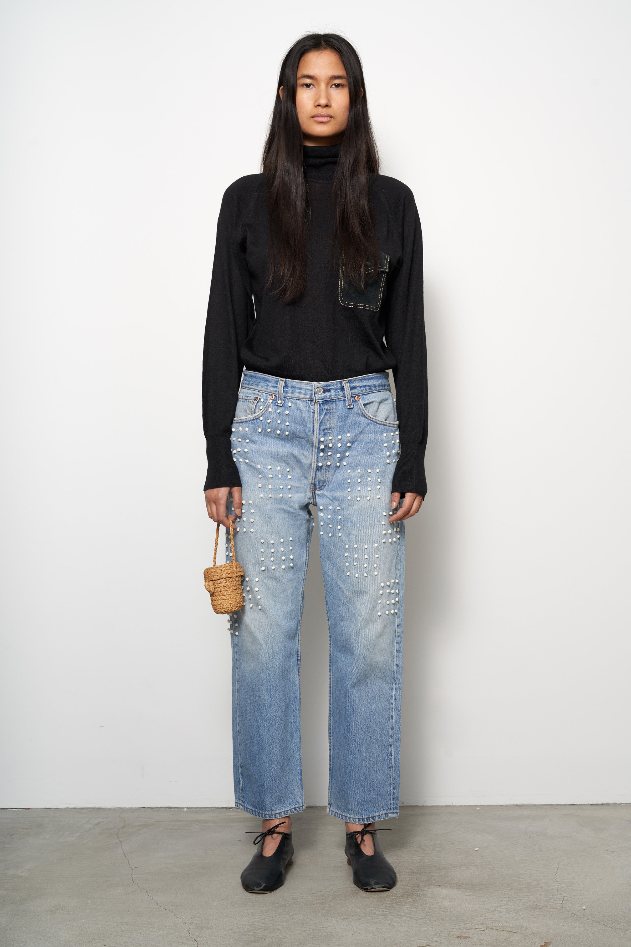 Vintage French Knot Checker Jean