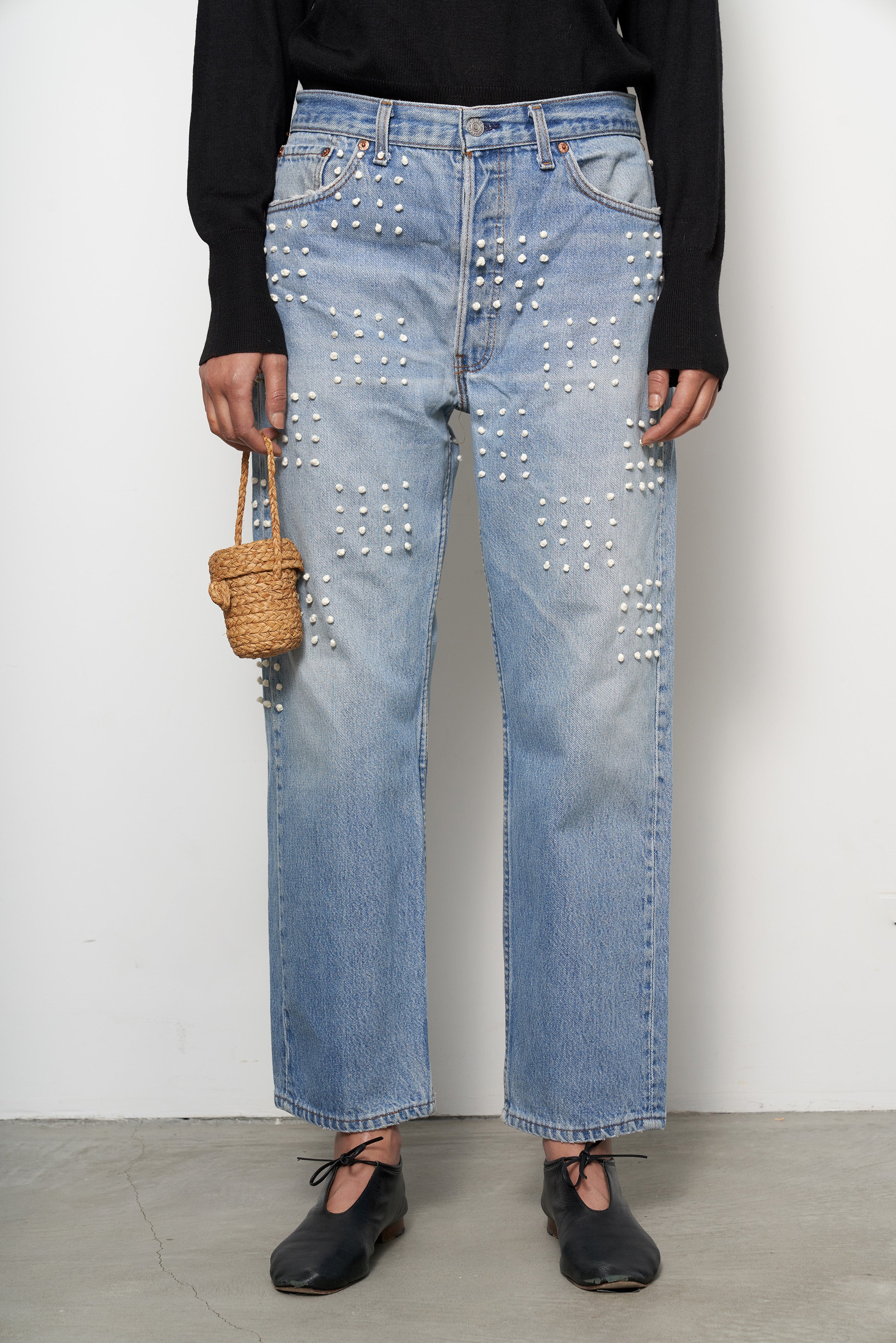 Vintage French Knot Checker Jean