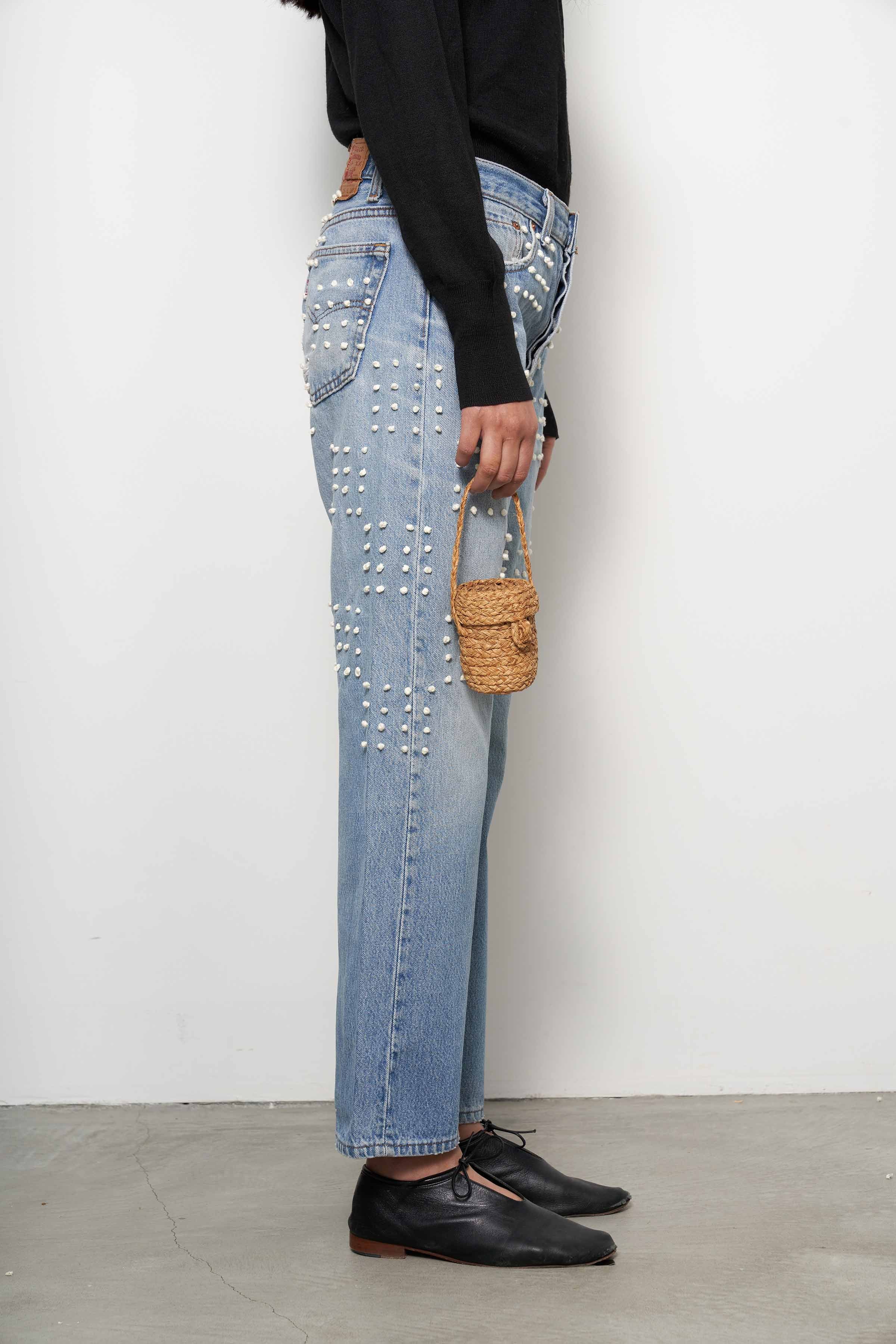 Vintage French Knot Checker Jean