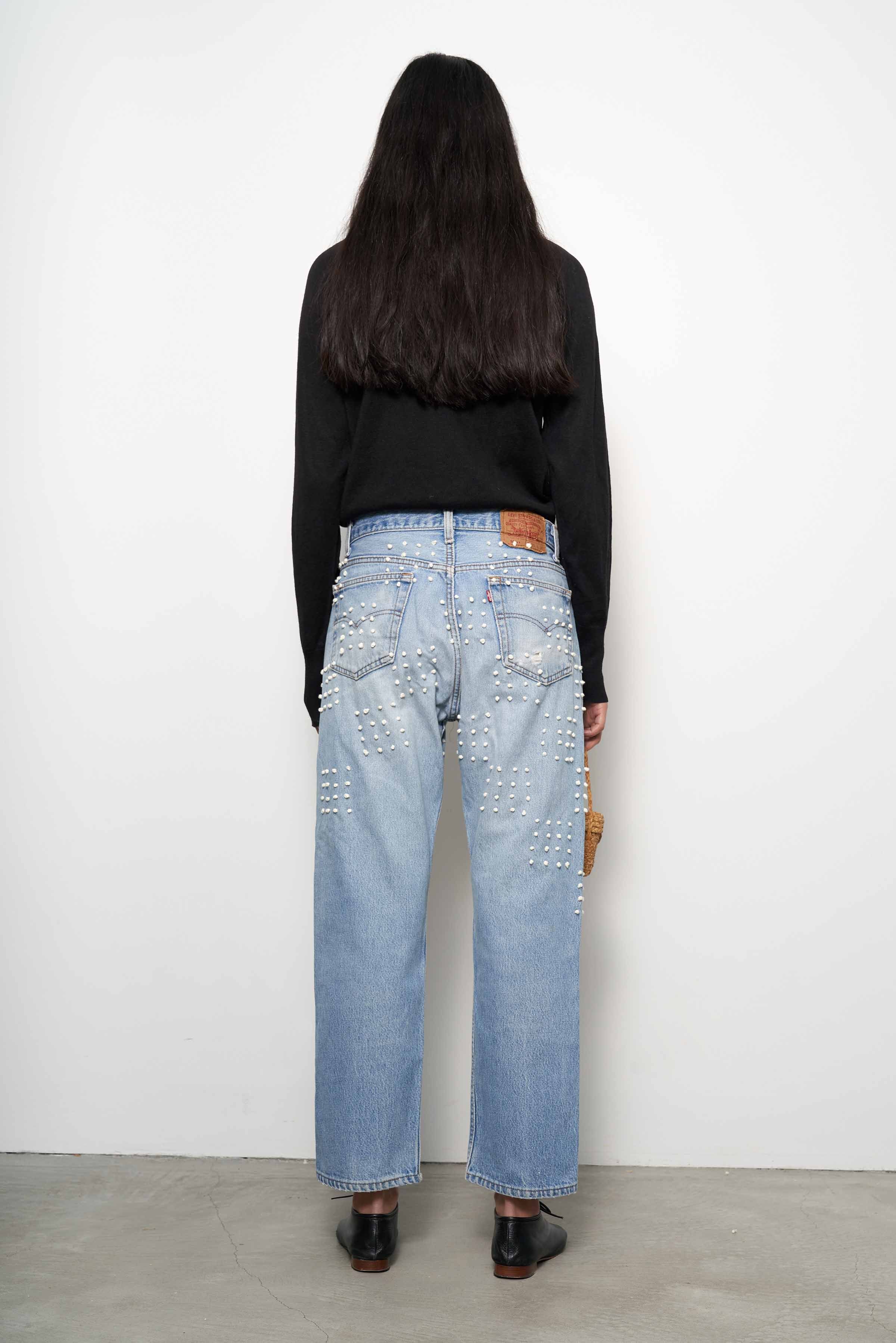 Vintage French Knot Checker Jean